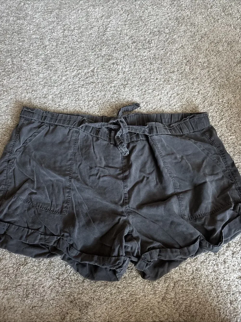 Aerie Women's Dark Grey Chambray Paperbag Shorts Size XL
